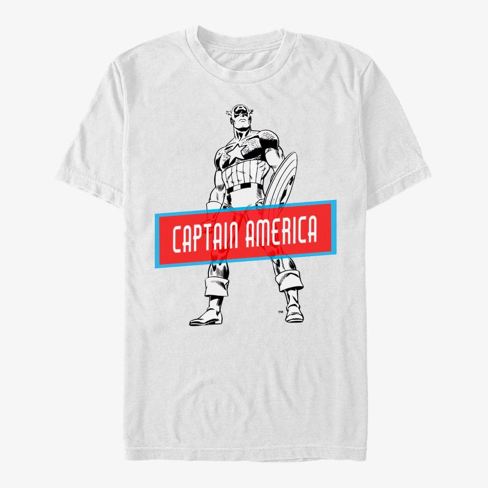 T-särgid Merch Marvel Avengers Classic - Cap Sticker Men's T-Shirt White