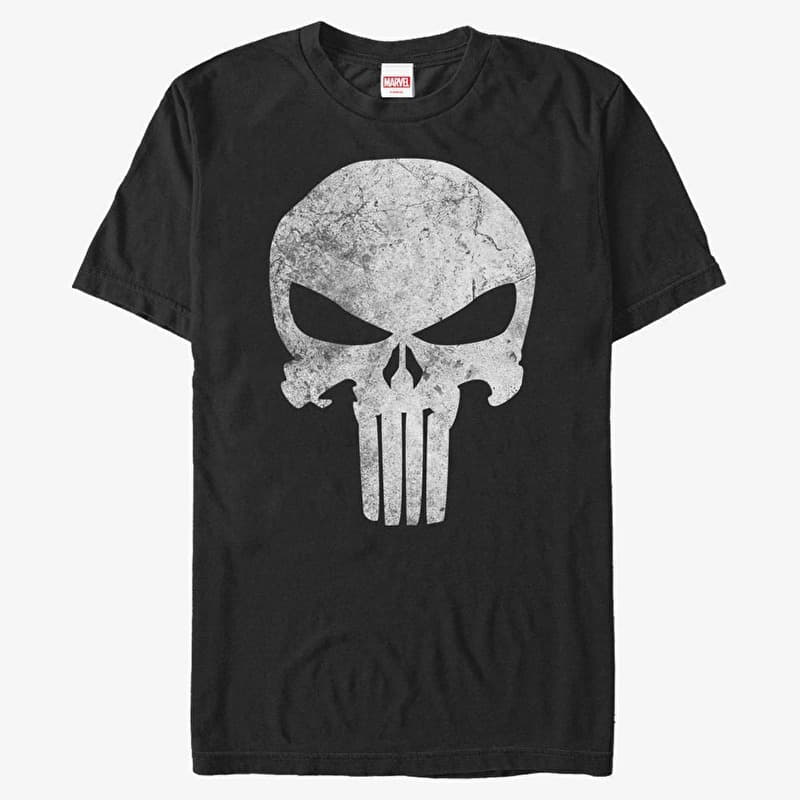 T-Shirt Merch Marvel - Punisher Distressed Skull Men's T-Shirt Black