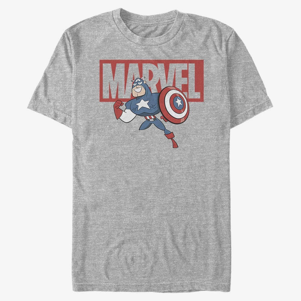 Koszulki Merch Marvel Avengers Classic - Brick Captn Men's T-Shirt Heather Grey