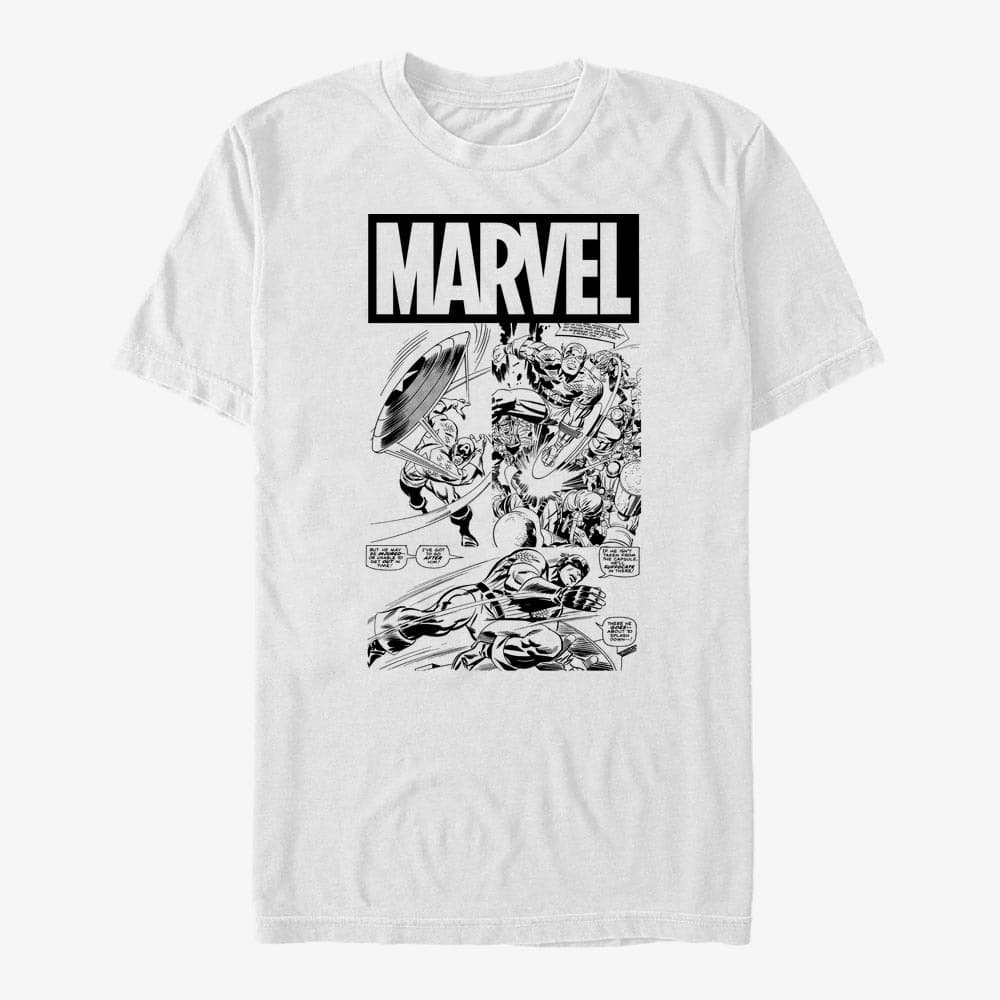 T-Shirts Merch Marvel Avengers Classic - Black And White Cap Men's T-Shirt White