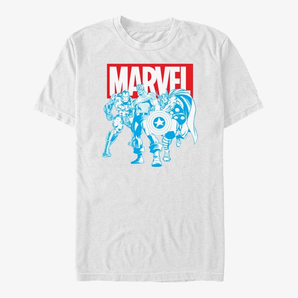 T-Shirts Merch Marvel Avengers Classic - Red White Blue Avengers Men's T-Shirt White