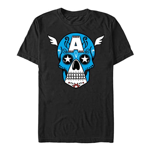 T-shirt Merch Marvel Avengers Classic - Captain America Sugar Skull Men's T-Shirt Black