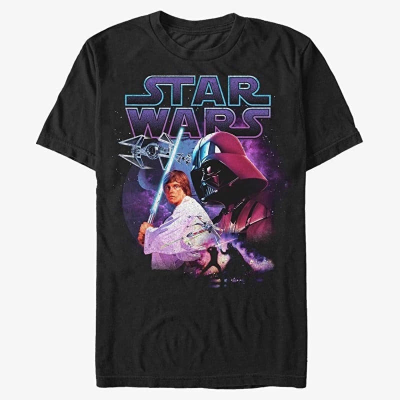 Tricou Merch Star Wars: Classic - Father Son Black
