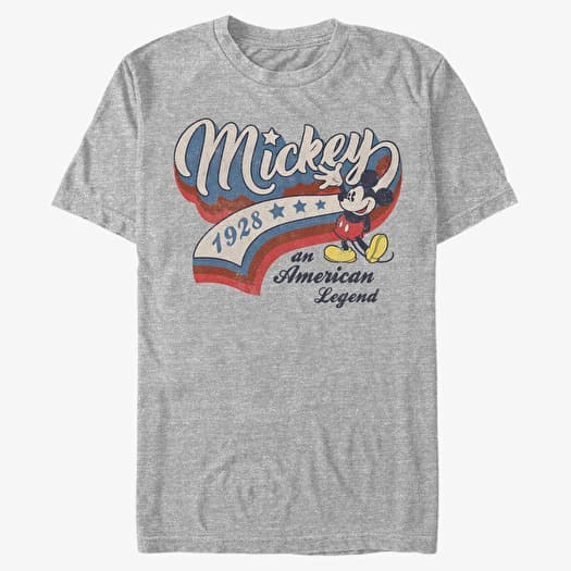 T-shirt Merch Disney Classics Mickey Classic - Baseball Americana  Heather Grey
