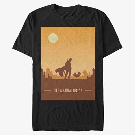 T-shirt Merch Star Wars: The Mandalorian - Mando and Child Poster  Black