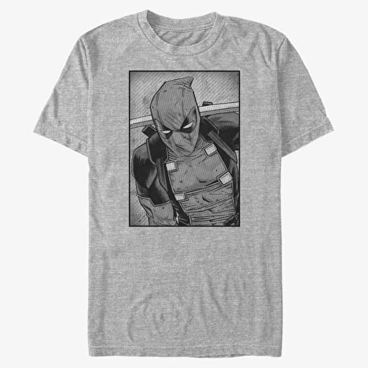 Tričko Merch Marvel Deadpool - Deadpool Black And White Men's Heather Grey