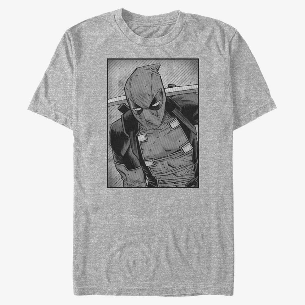 T-shirts Merch Marvel Deadpool - Deadpool Black And White Men's Heather Grey