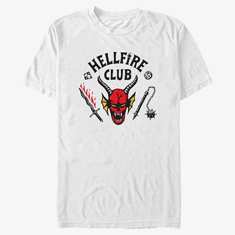 T-shirt Merch Netflix Stranger Things - Hellfire Club  White
