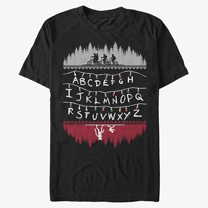 Tričko Merch Netflix Stranger Things - Alphabet Lights  Black