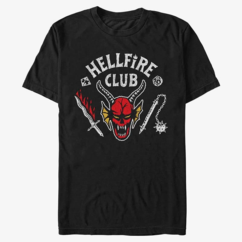 T-krekls Merch Netflix Stranger Things - Hellfire Club  Black