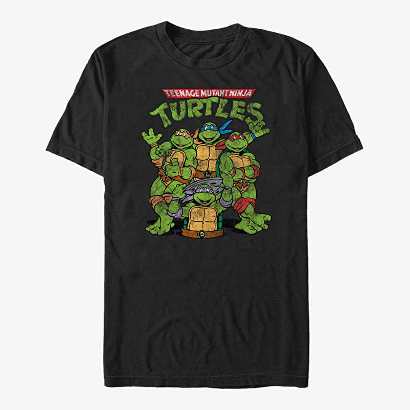 T-shirt Merch Paramount Teenage Mutant Ninja Turtles - Turtle Group Black