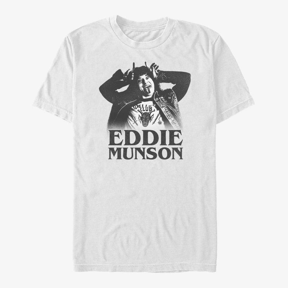 T-Shirts Merch Netflix Stranger Things - Munson Horns  White