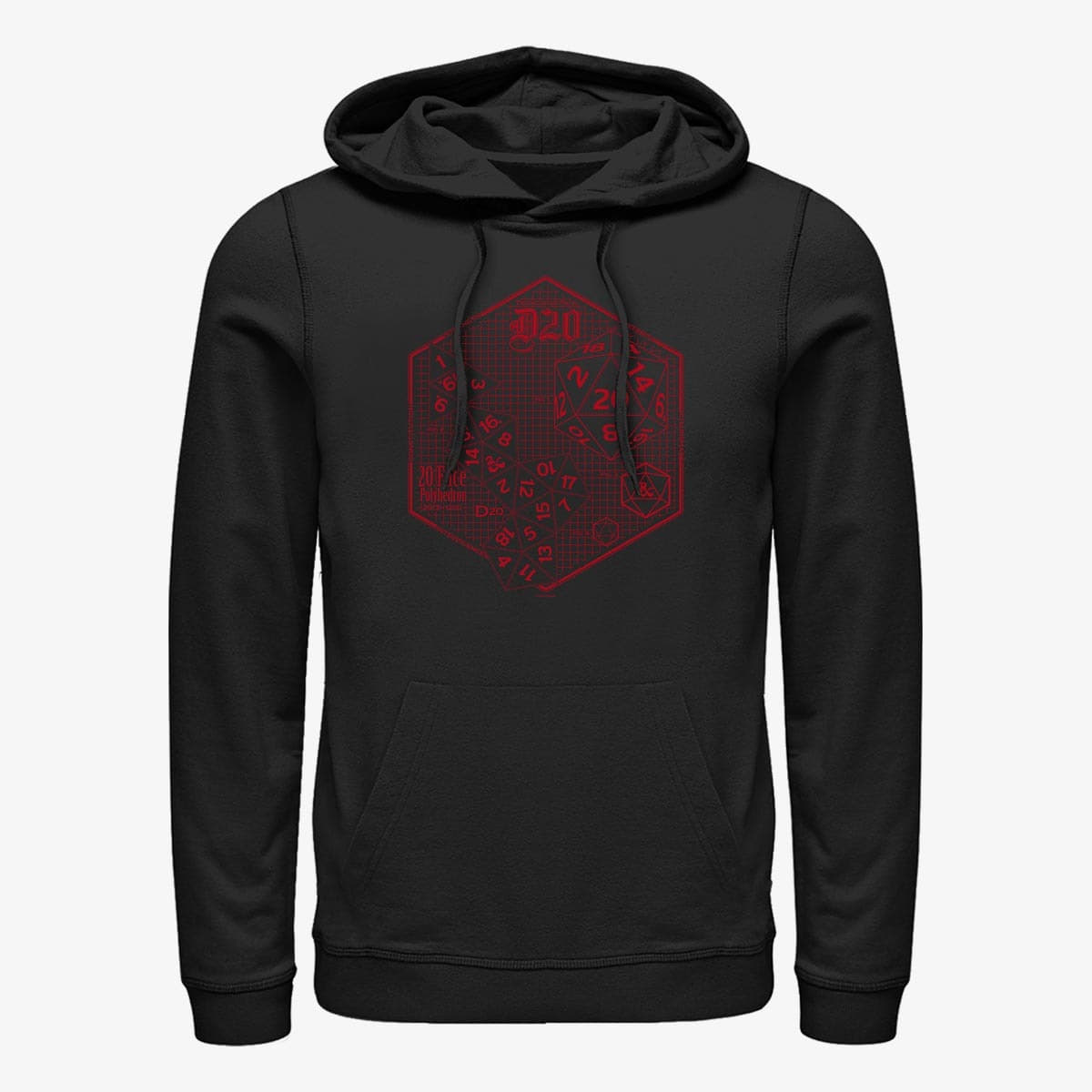 Sweatshirts Merch Hasbro Dungeons & Dragons - Icosahedron Schematic Unisex Hoodie Black