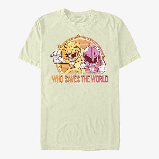 Tričko Merch Hasbro Power Rangers - Who Saves The World Men's T-Shirt Natural