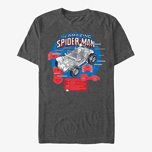 T-shirt Merch Marvel - Amazing Spider-Mobile Men's T-Shirt Dark Heather Grey