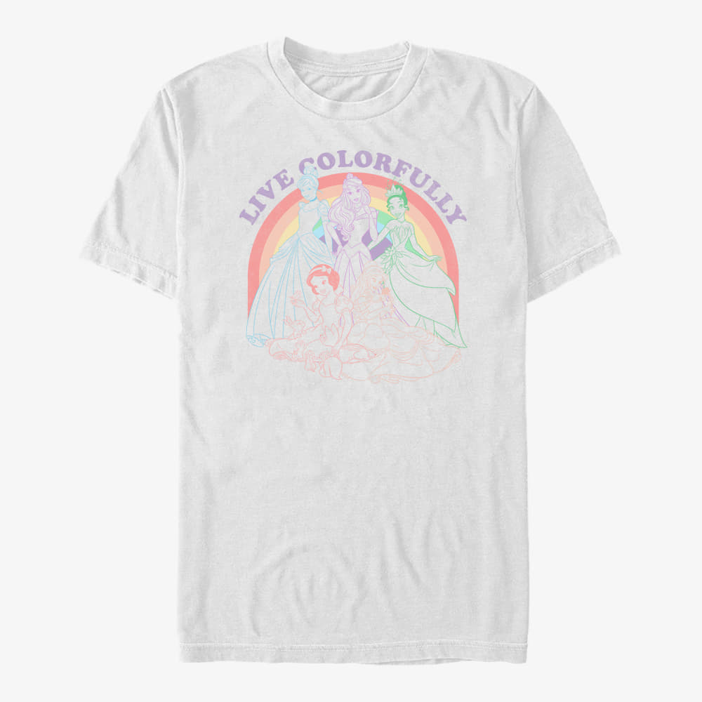 T-krekli Merch Disney Princesses - Rainbow Princess Unisex T-Shirt White