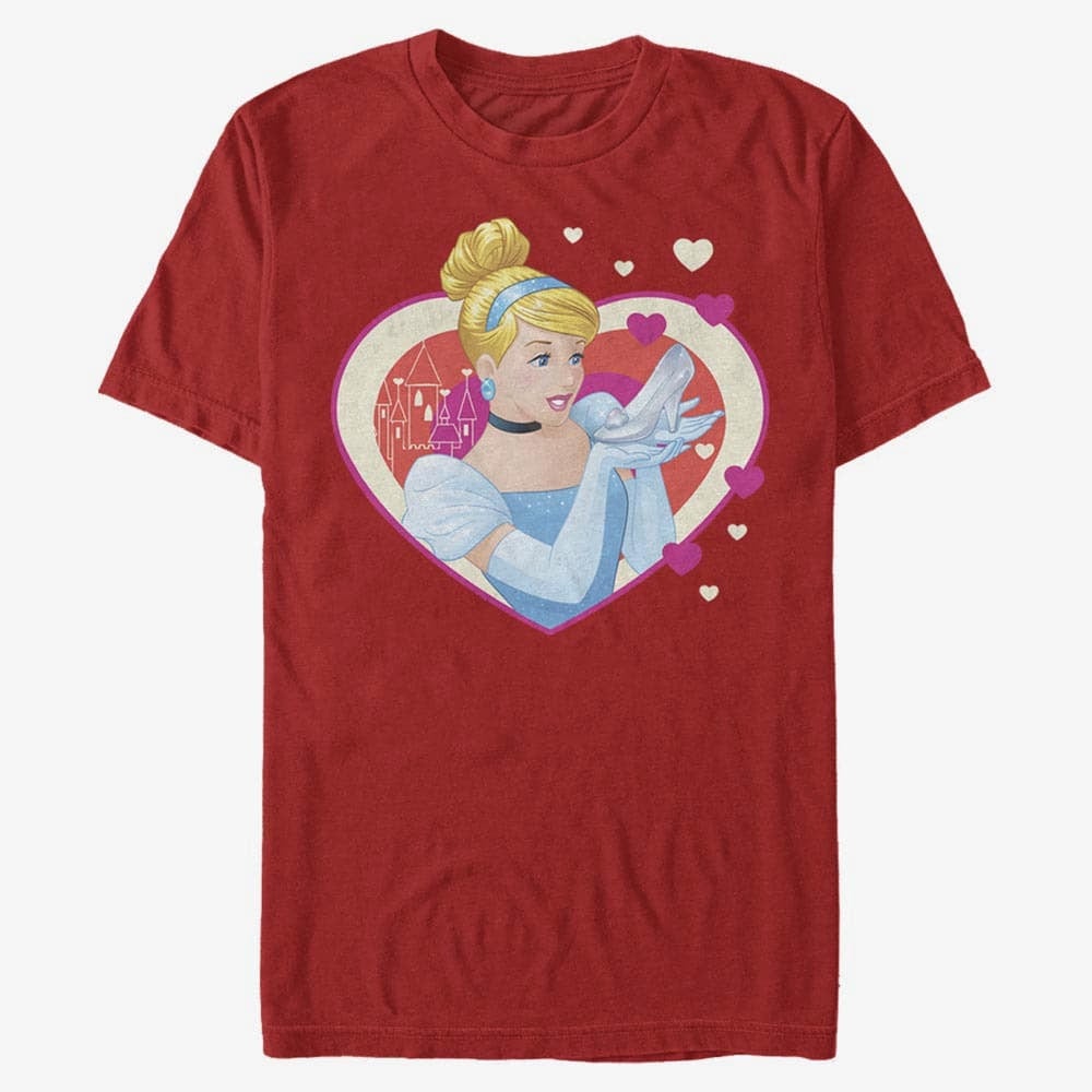 T-Shirts Merch Disney Princesses - Cinderella Hearts Unisex T-Shirt Red