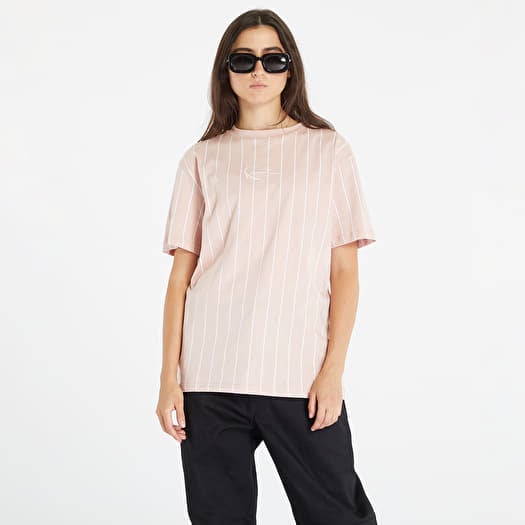 T-shirt Karl Kani Small Signature Pinstripe Os Tee Dusty Rose/ White
