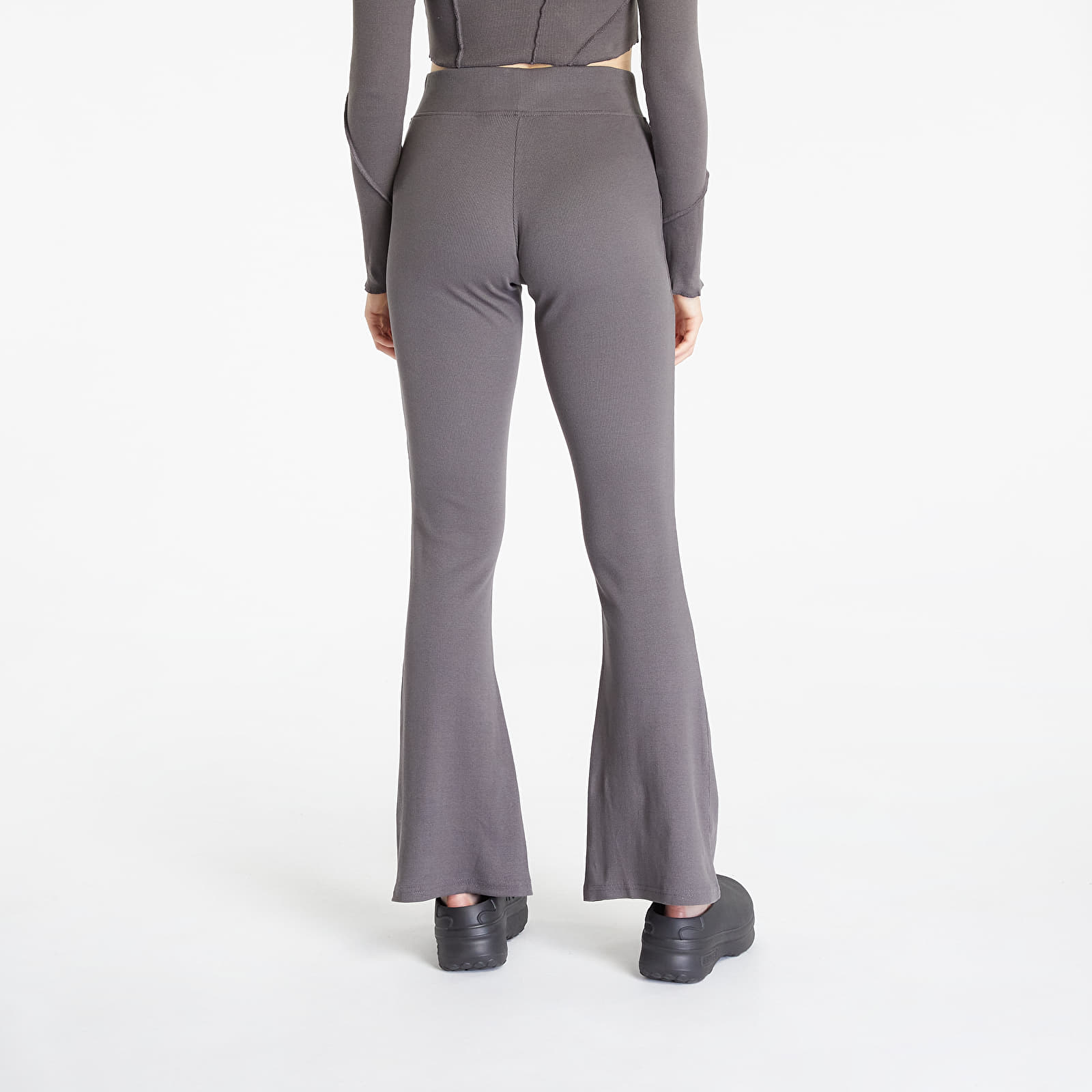 Dżinsy i spodnie Karl Kani Small Signature Flared Rib Leggings Anthracite