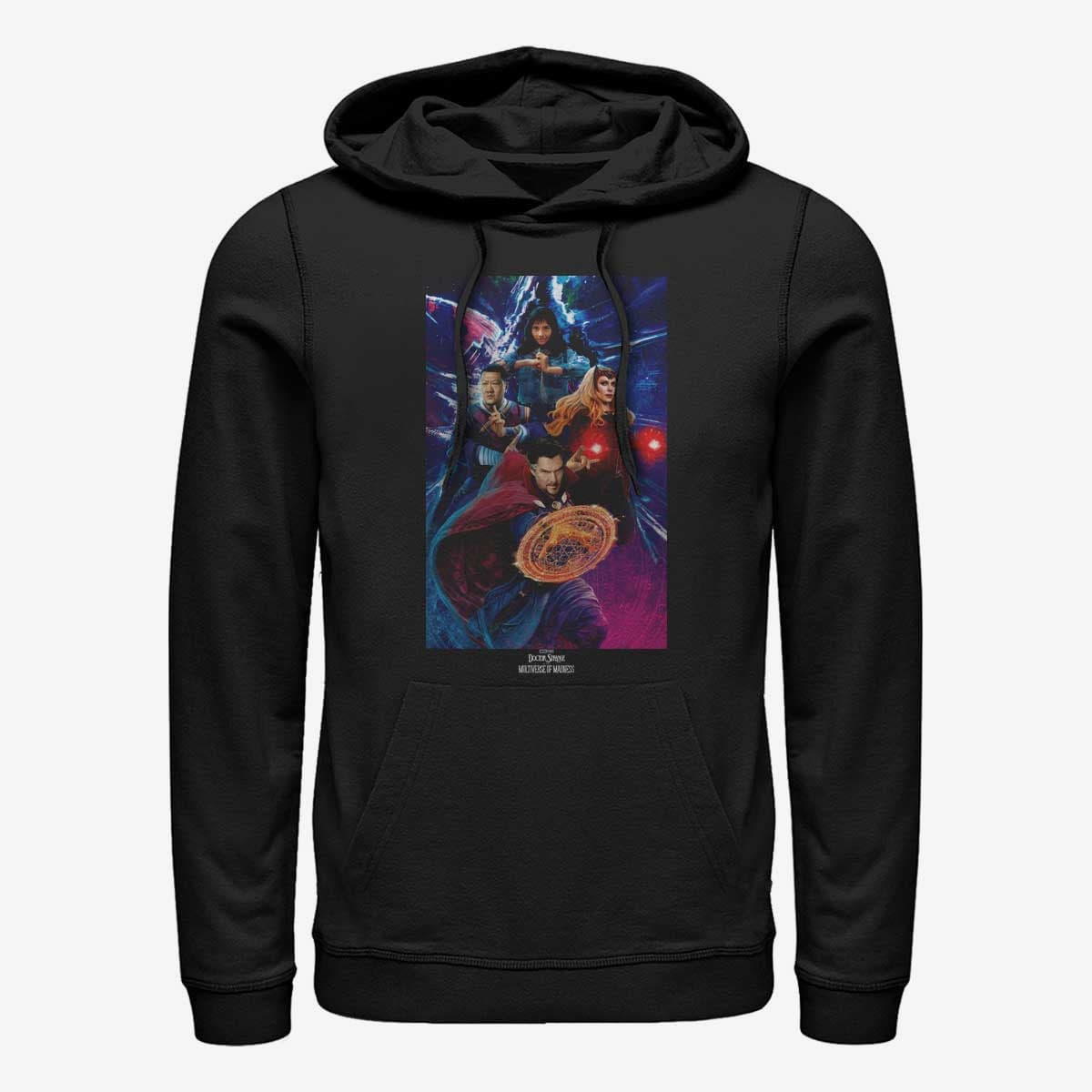 Džemperiai su gobtuvais ir džemperiai Merch Marvel Doctor Strange in the Multiverse of Madness - Dr Strange Group Shot Unisex Hoodie Black