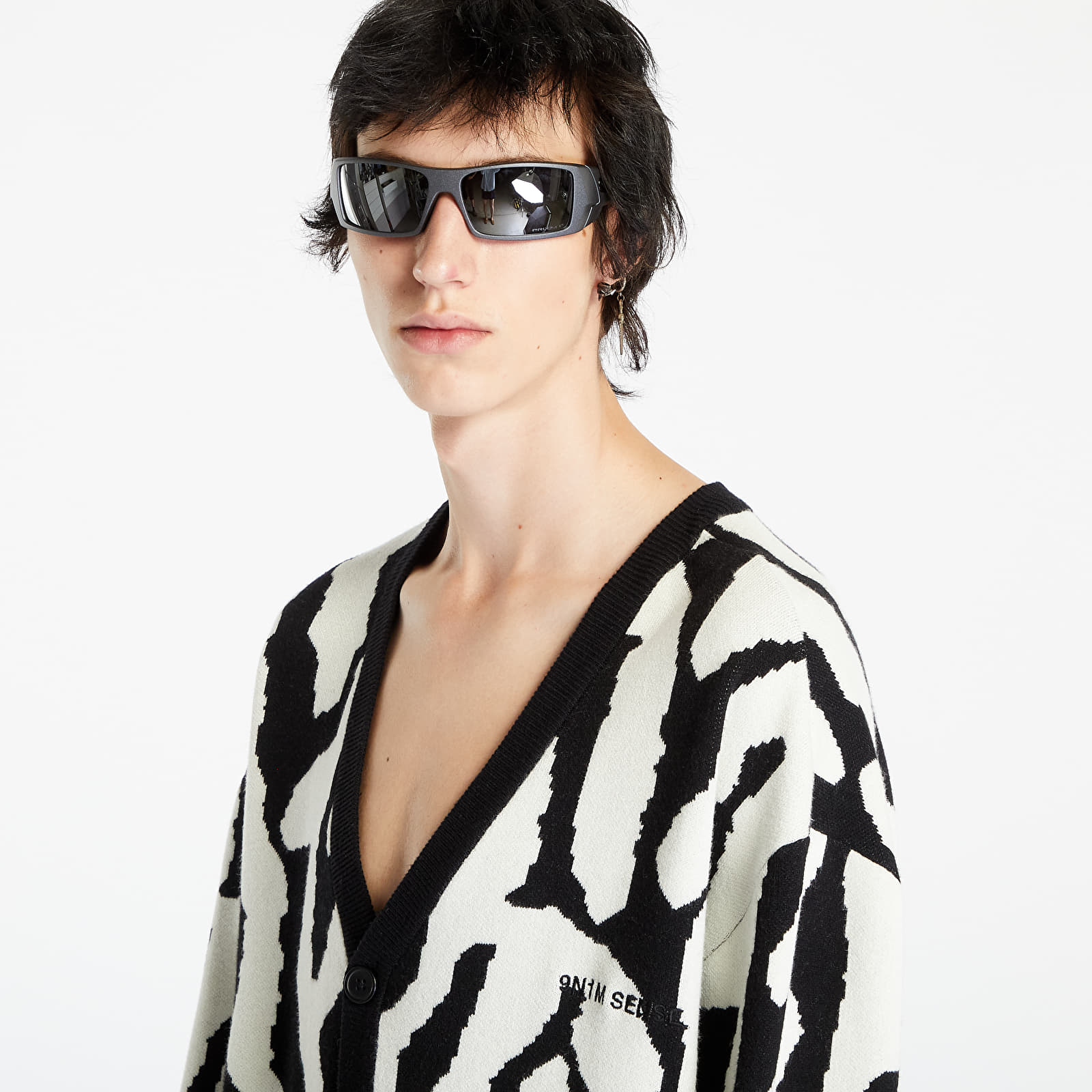 Mikiny a svetry 9N1M SENSE. Sense Cardigan AOP Whitesand/ Black