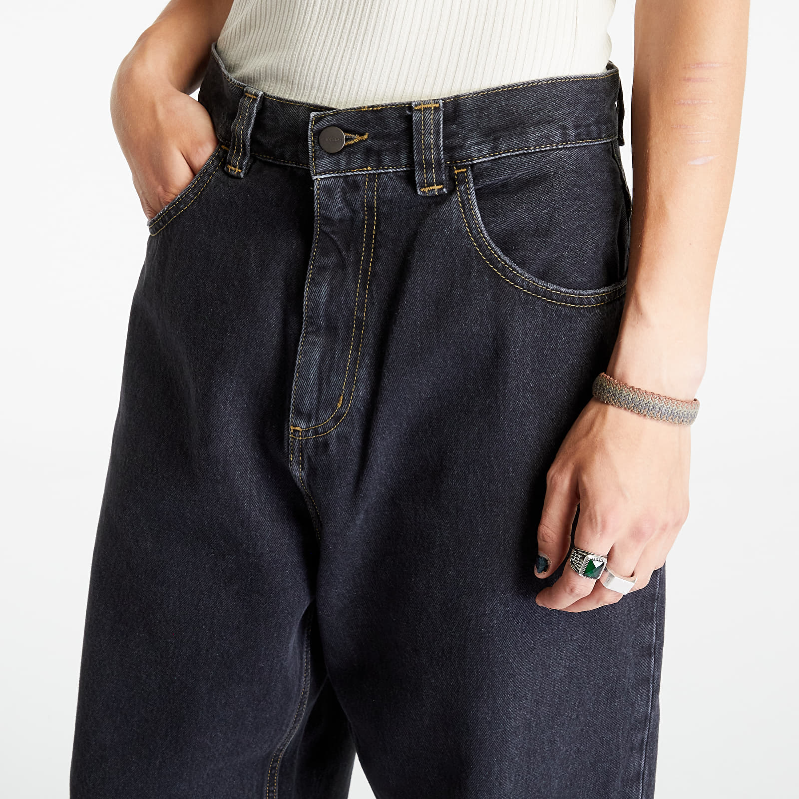 Meeste teksad Carhartt WIP Brandon Pant Black Stone Washed