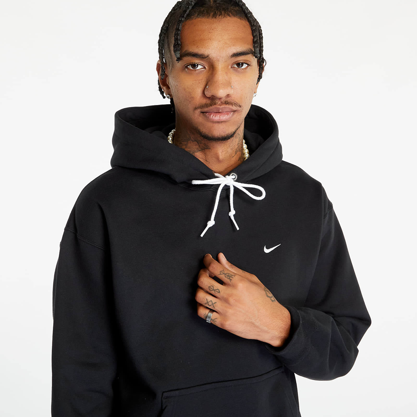 Hanorac Nike Solo Swoosh Men\'s Fleece Pullover Hoodie Black/ White - 1 | YEO