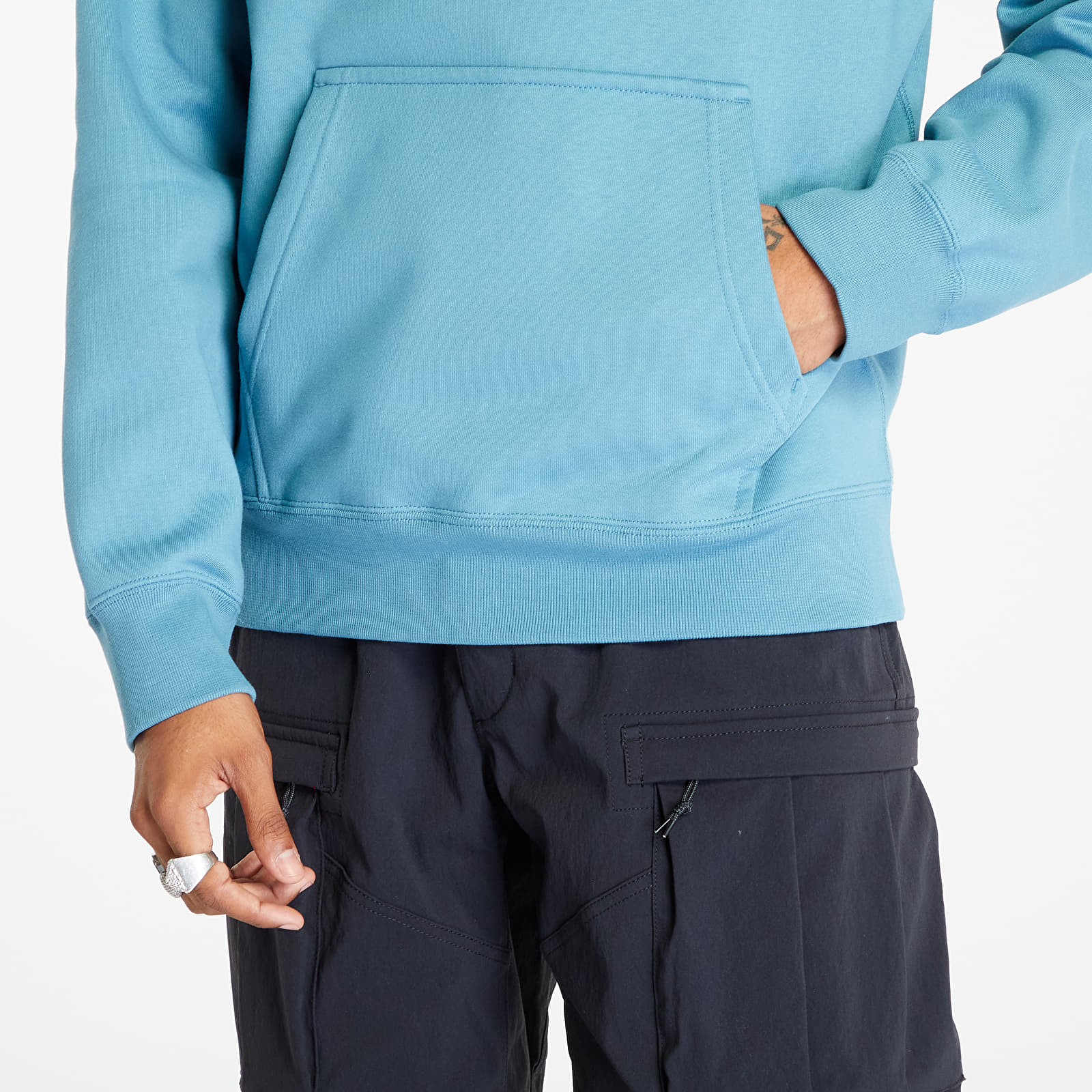 Sudaderas Nike Solo Swoosh Men's Fleece Pullover Hoodie Noise Aqua/ White