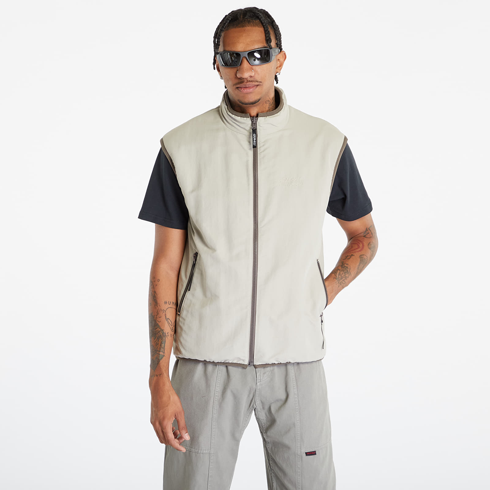 Vesty Gramicci Reversible Fleece Vest UNISEX Taupe