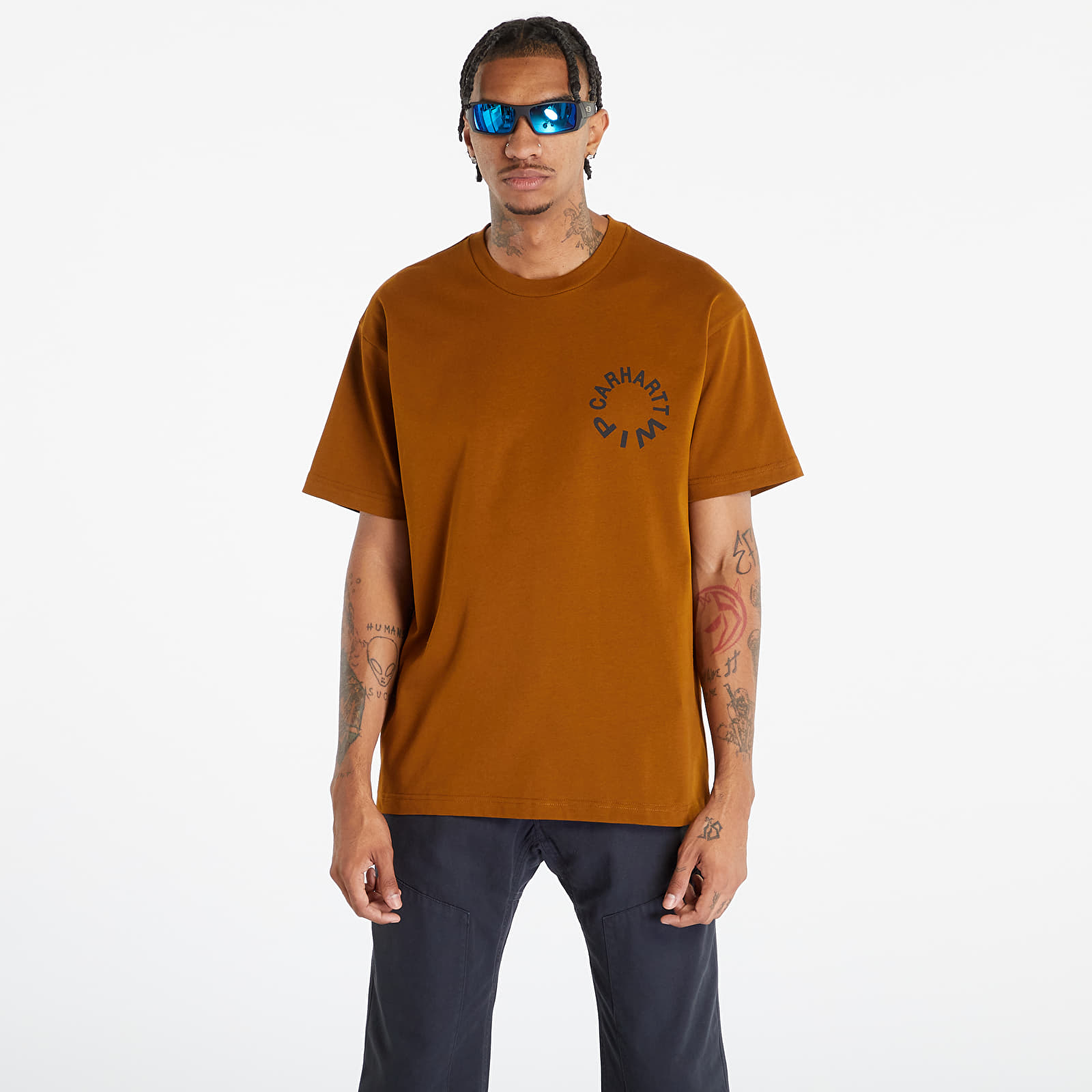 Trička Carhartt WIP Short-sleeve Work Varsity T-Shirt Deep H Brown/ Black