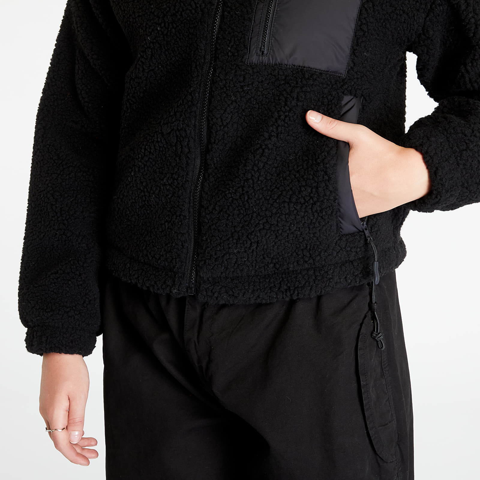 Jackets and Coats Urban Classics Ladies Sherpa Mix Jacket Black | Queens