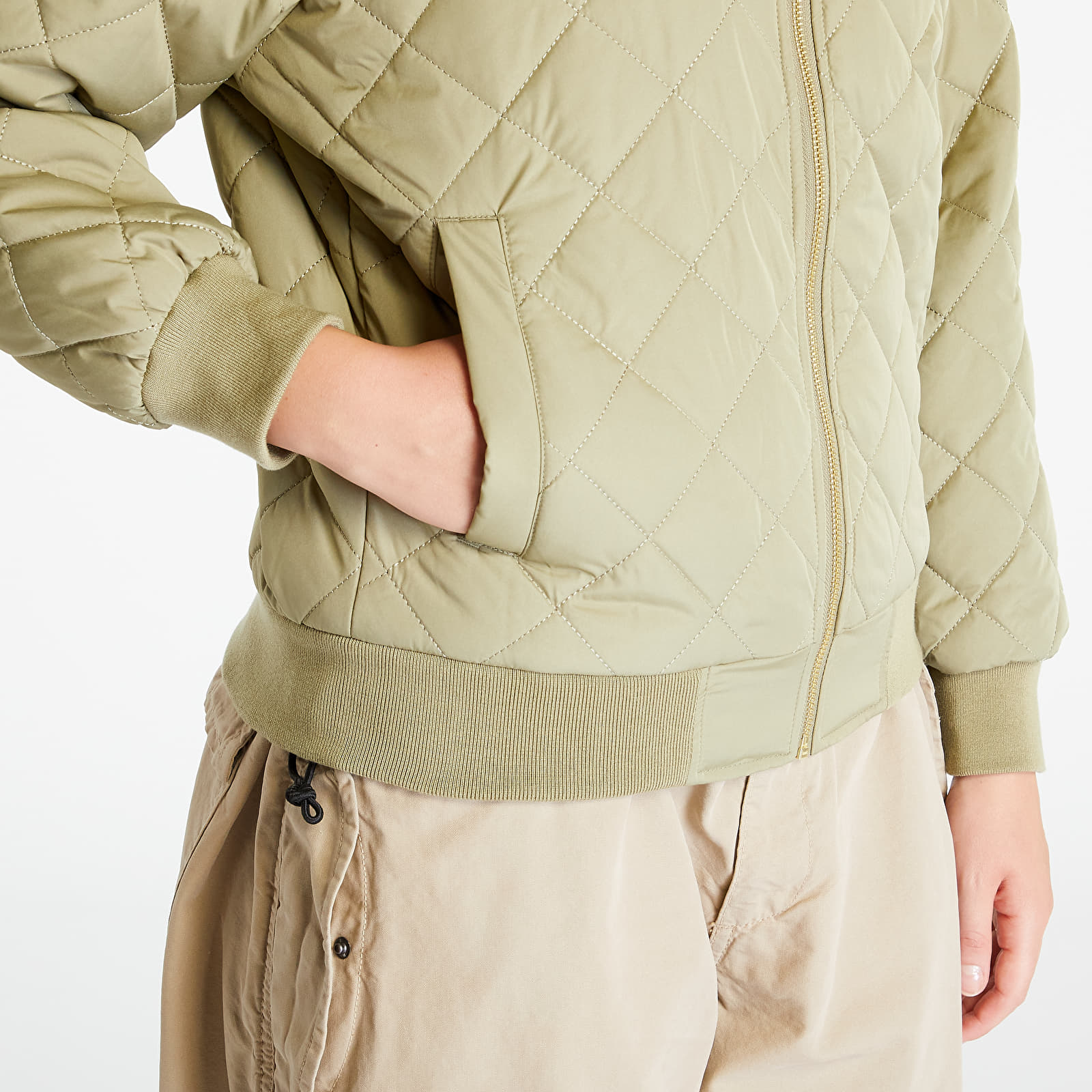 Classics Bomber Ladies | Queens Bomber Quilted Jacket Diamond Khaki Urban Jackets Oversized