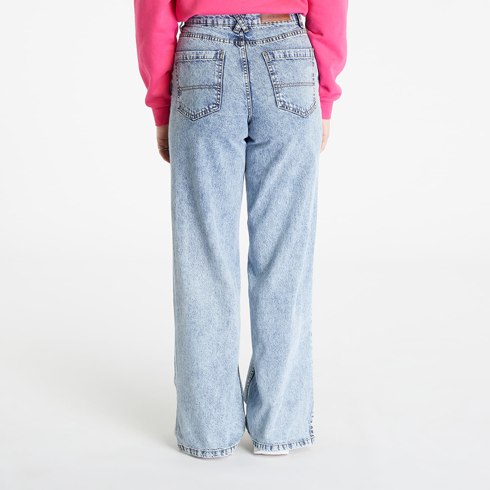 Bikses Urban Classics Ladies Wide Leg Slit Denim Lightblue