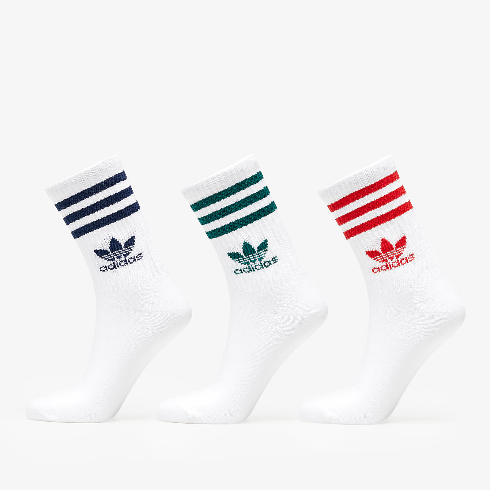 Socken adidas Originals 3-Stripes Crew Sock 3-Pack White/ Night Indigo/ Red/ Dark Green