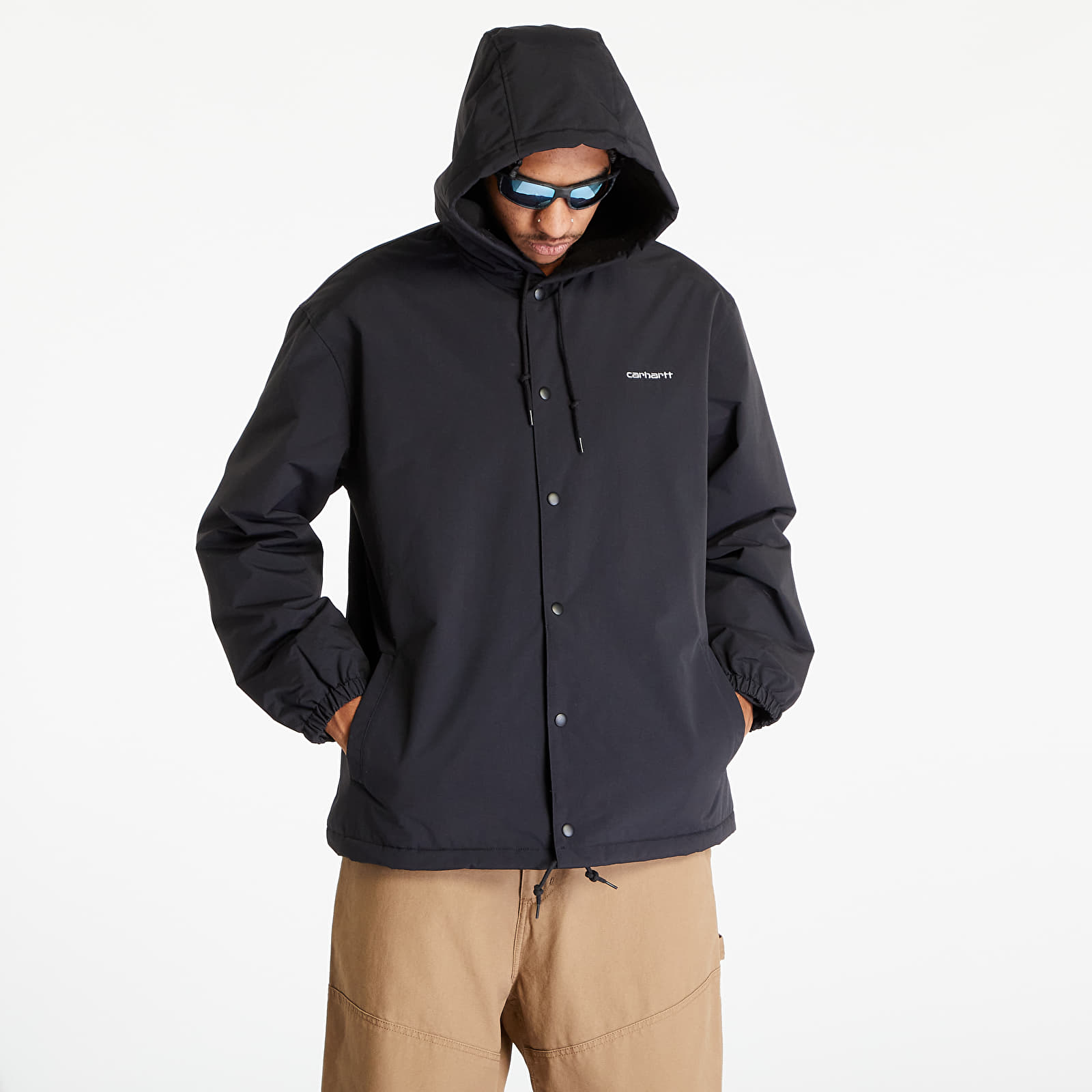 Jackets Carhartt WIP Hooded Coach Jacket UNISEX Black White Queens