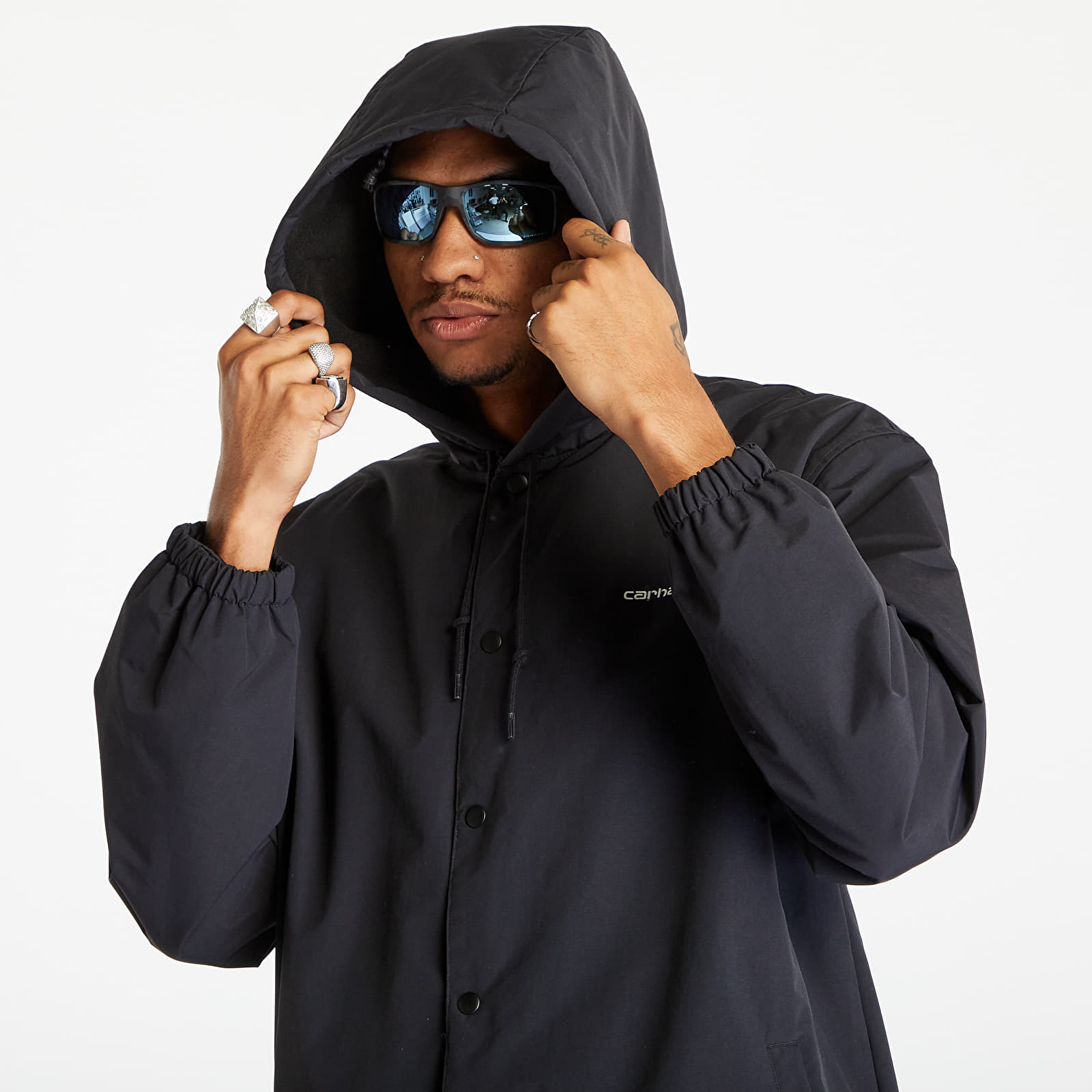 Kurtki Carhartt WIP Hooded Coach Jacket UNISEX Black/ White