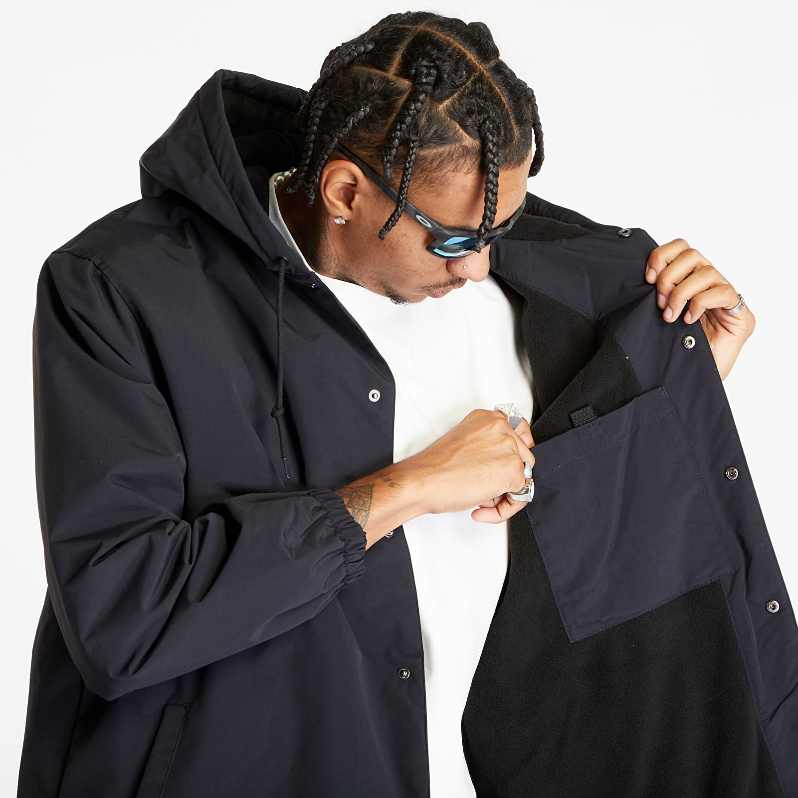 Kurtki Carhartt WIP Hooded Coach Jacket UNISEX Black/ White