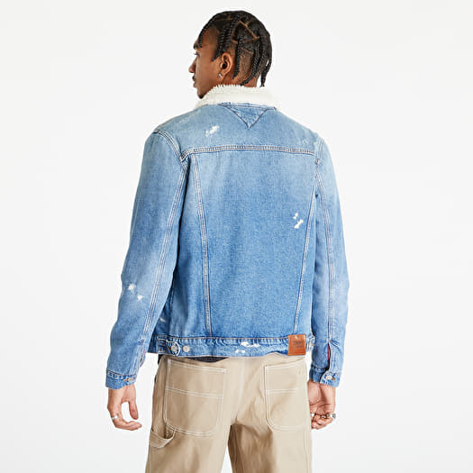 Teddy sleeve denim jacket hot sale
