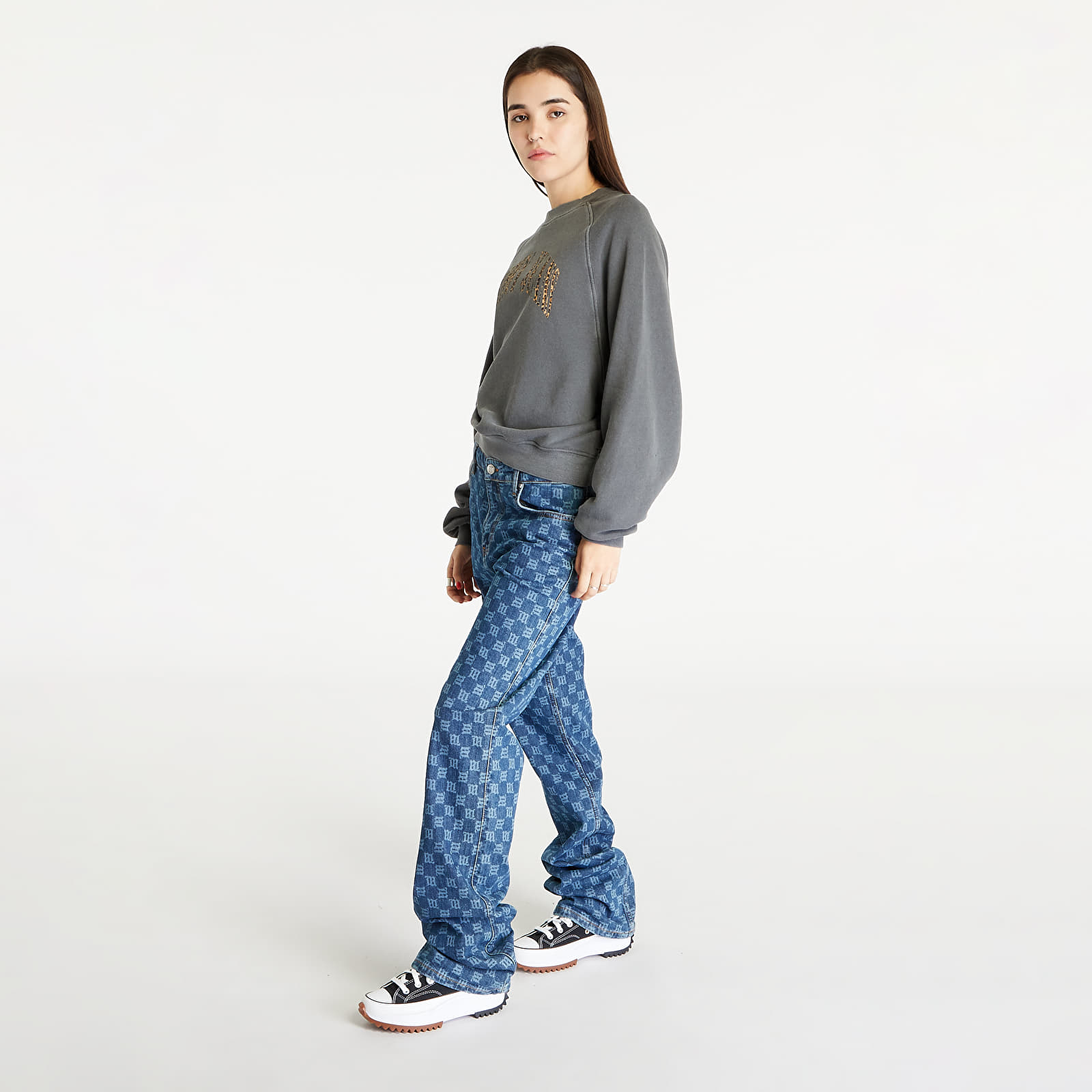 Moletons e blusas de moletom Tommy Jeans Relaxed Fit Leo Print Crewneck Gray
