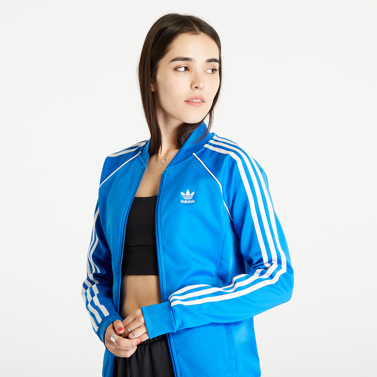 Mikiny adidas Originals Sustainability Classic Track Top Blue Bird