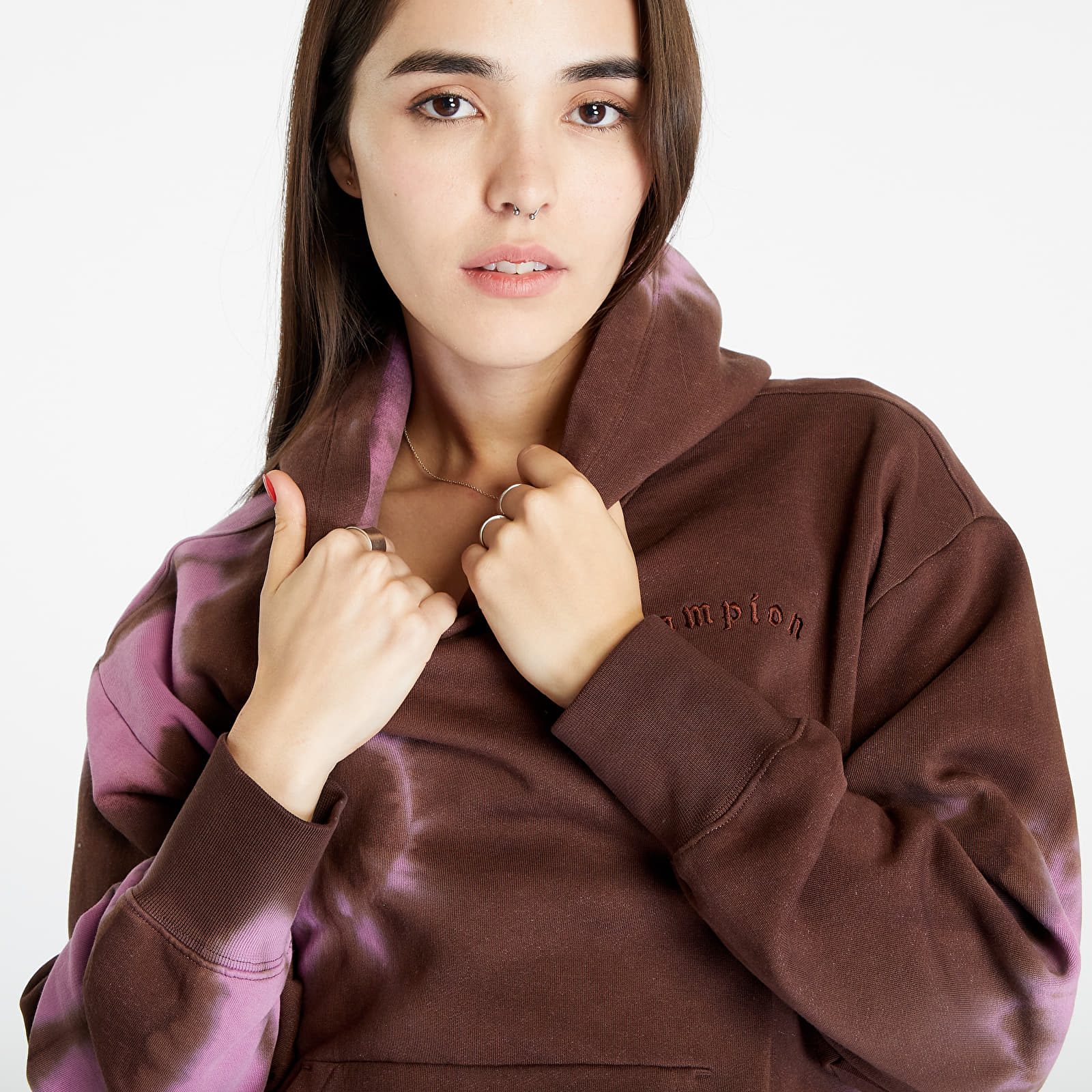 Champion hoodie pink white brown cheap