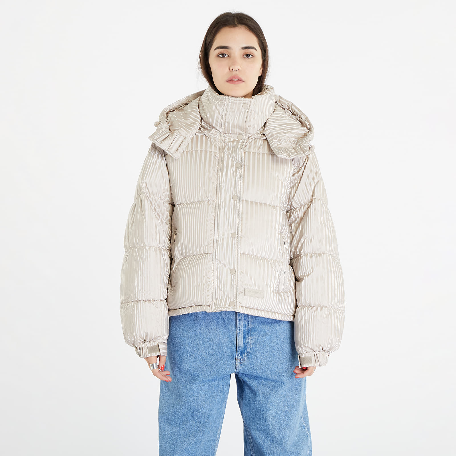 Jackets Sixth June O/S Special Fabric Puffer Jacket Beige | Queens