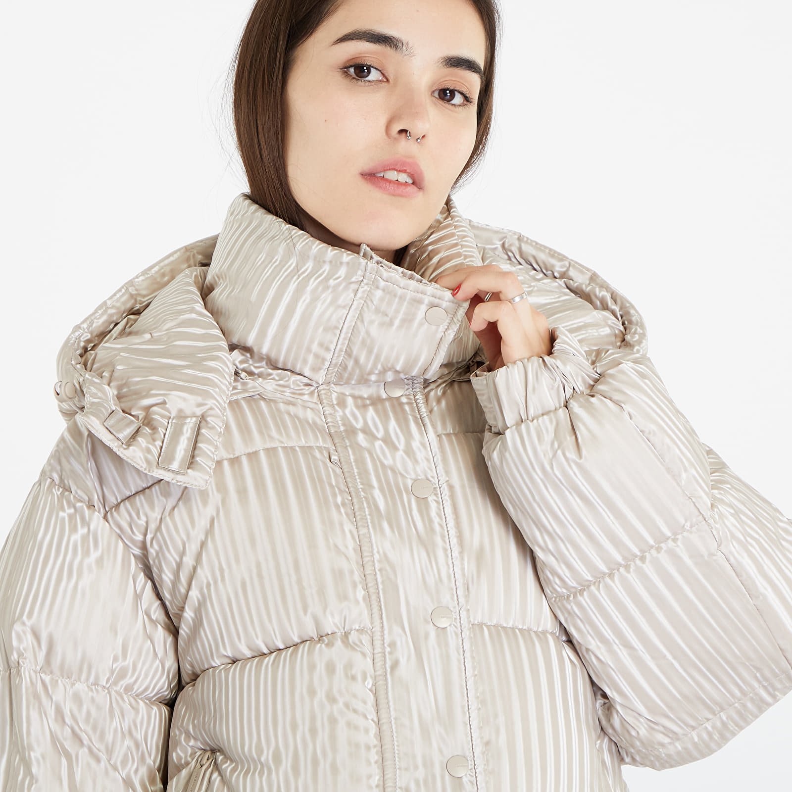 Jackets Sixth June O/S Special Fabric Puffer Jacket Beige | Queens