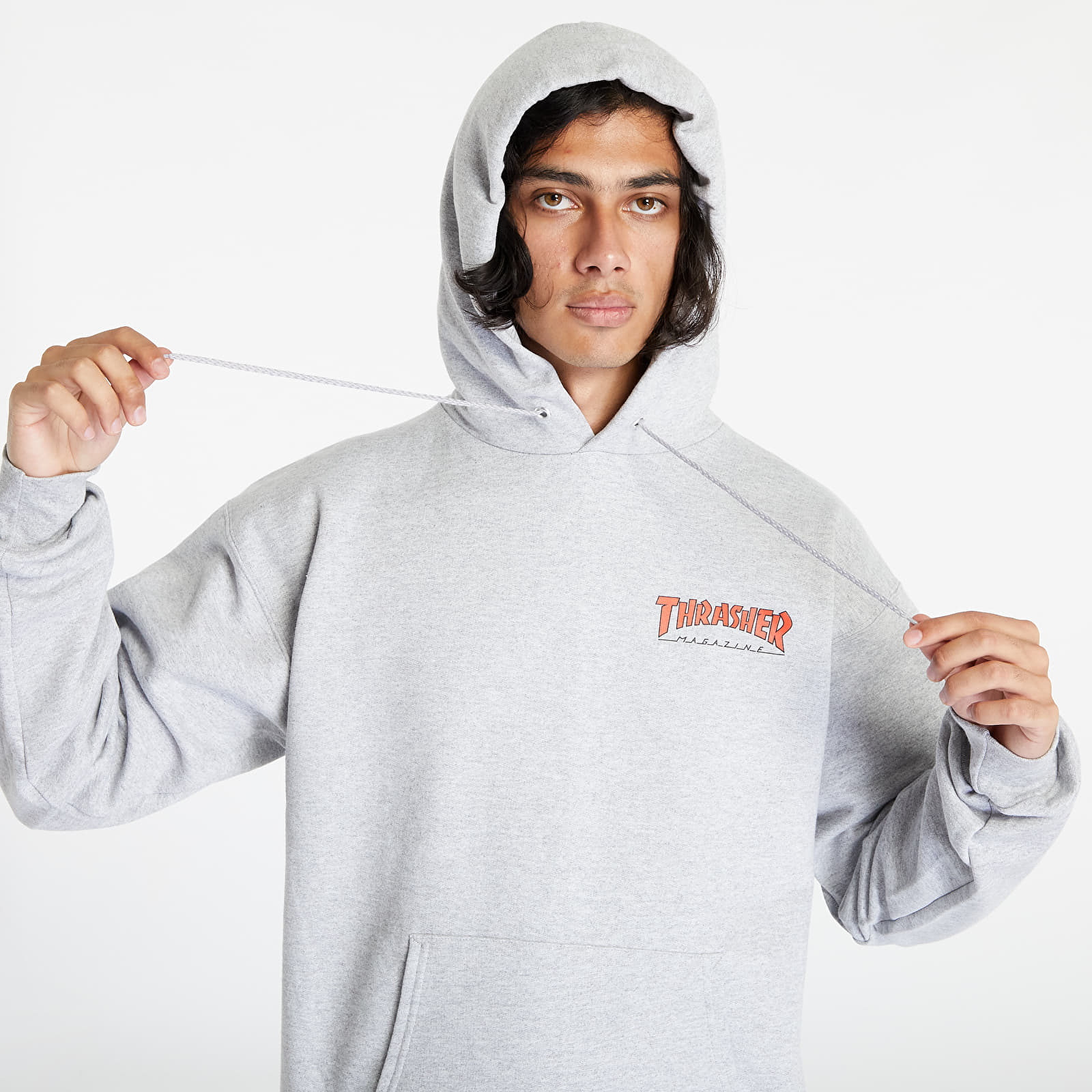 Hoodies and sweatshirts  Thrasher Outlined Chest Logo Hood Gray