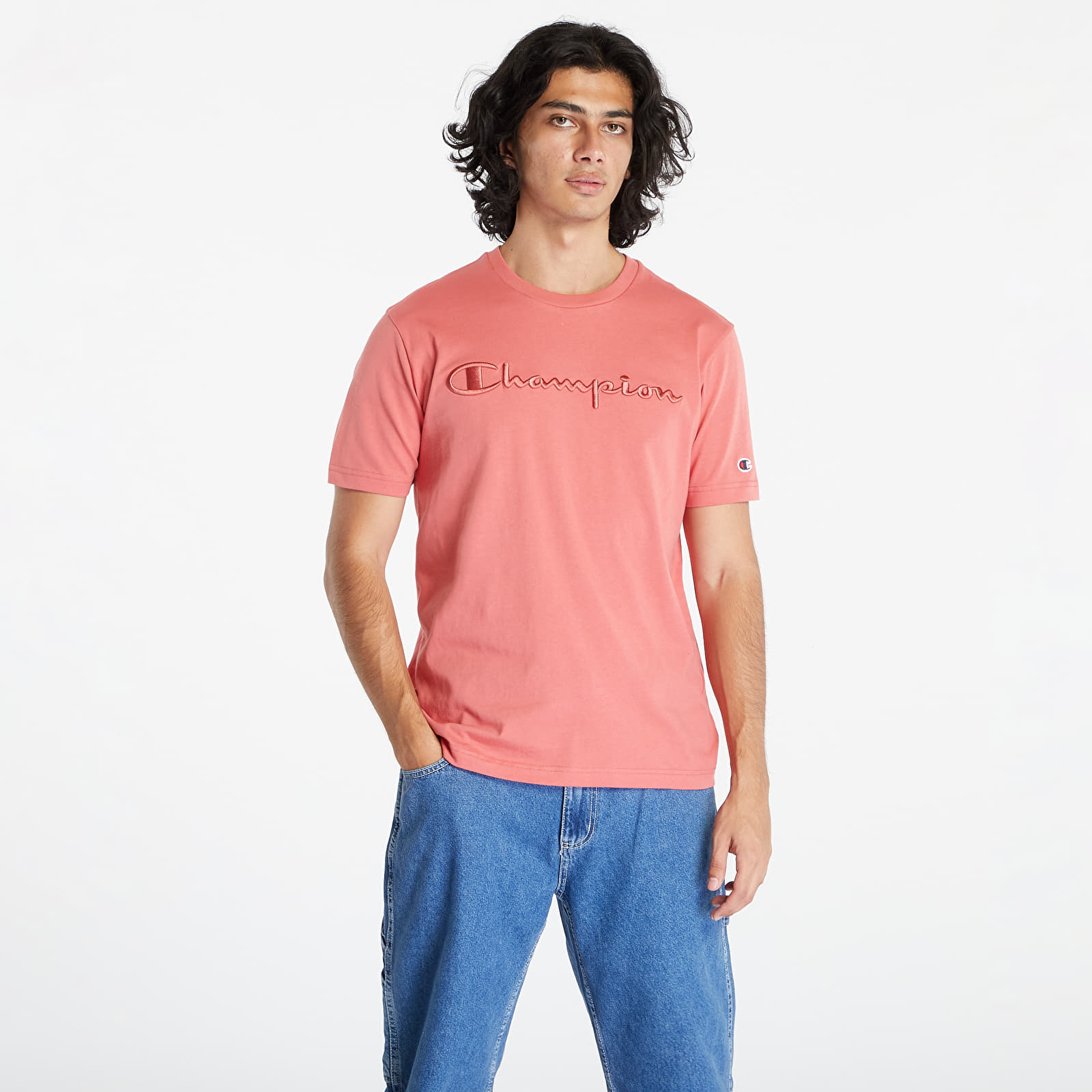 Pink champion t shirt mens hotsell