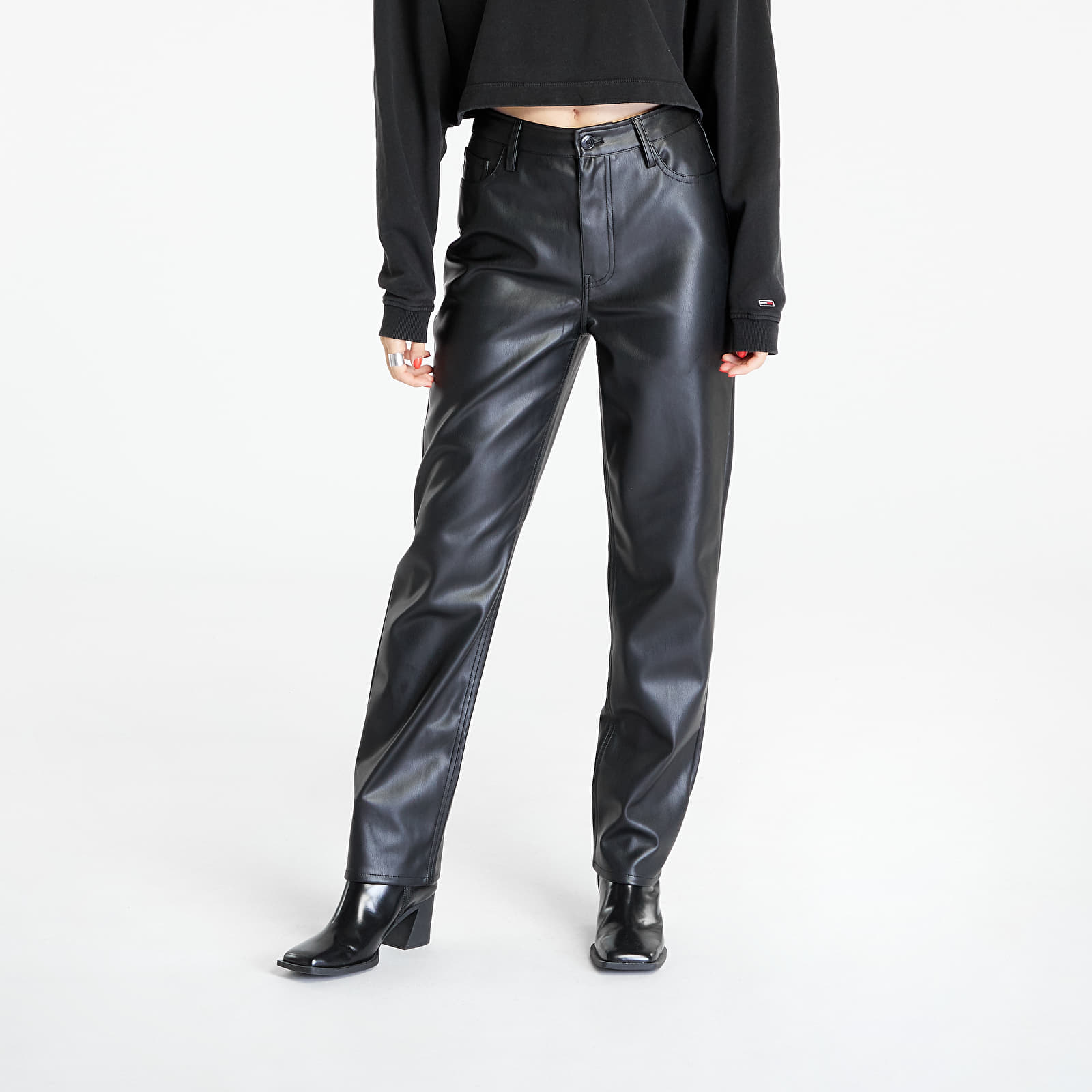 Jeans und Hosen TOMMY JEANS Julie Pleather Pants Black