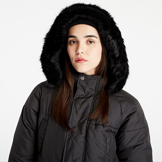 Jackets and Coats Urban Classics Ladies Oversize Faux Fur Puffer Coat Black/  Black | Queens