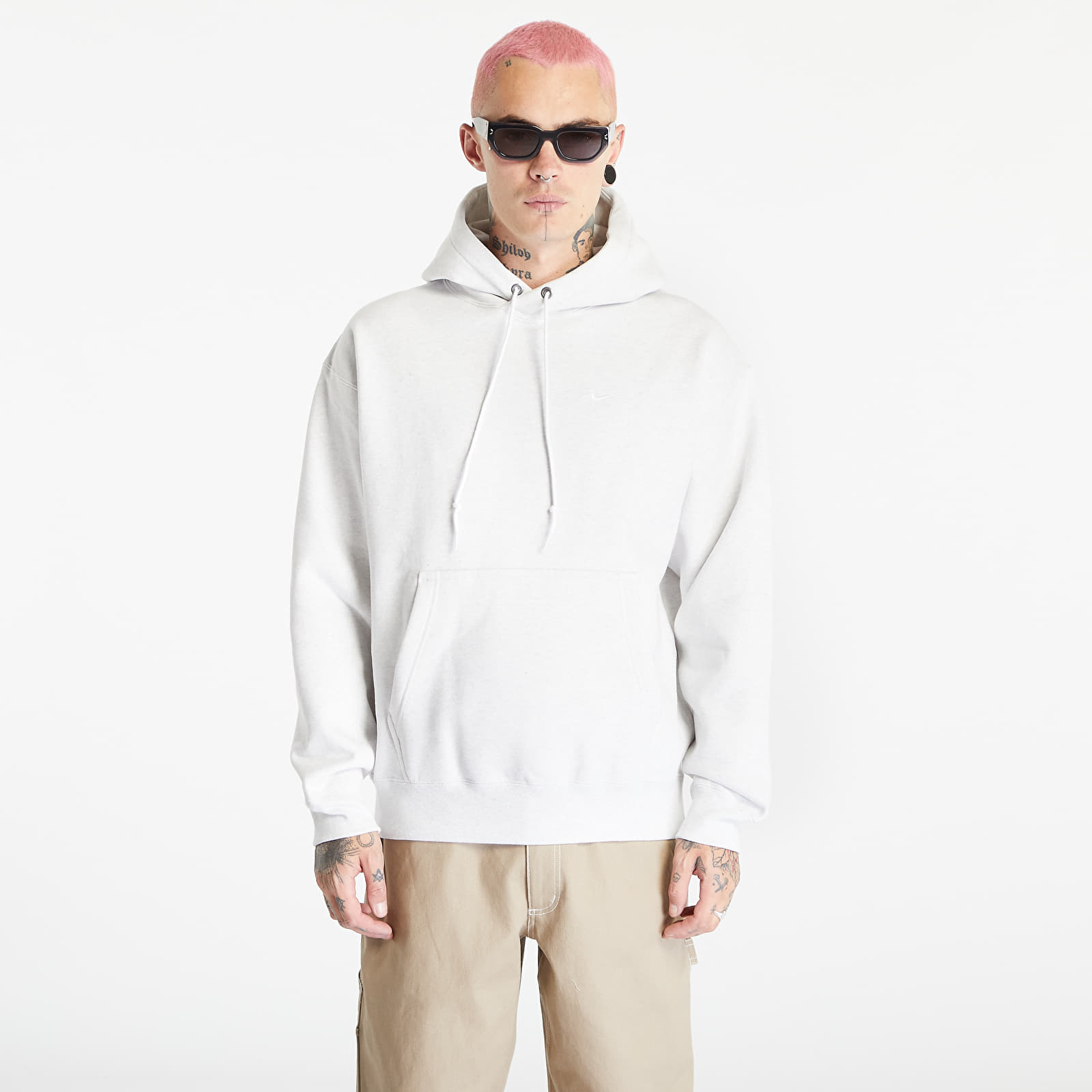 Hoodies and sweatshirts  Nike Solo Swoosh Men's Fleece Pullover Hoodie Birch Heather/ White