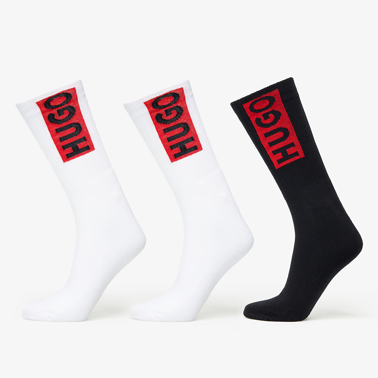 Socks Boss White/ Logo Black Queens Short Red Hugo 3-Pack Ponožky |