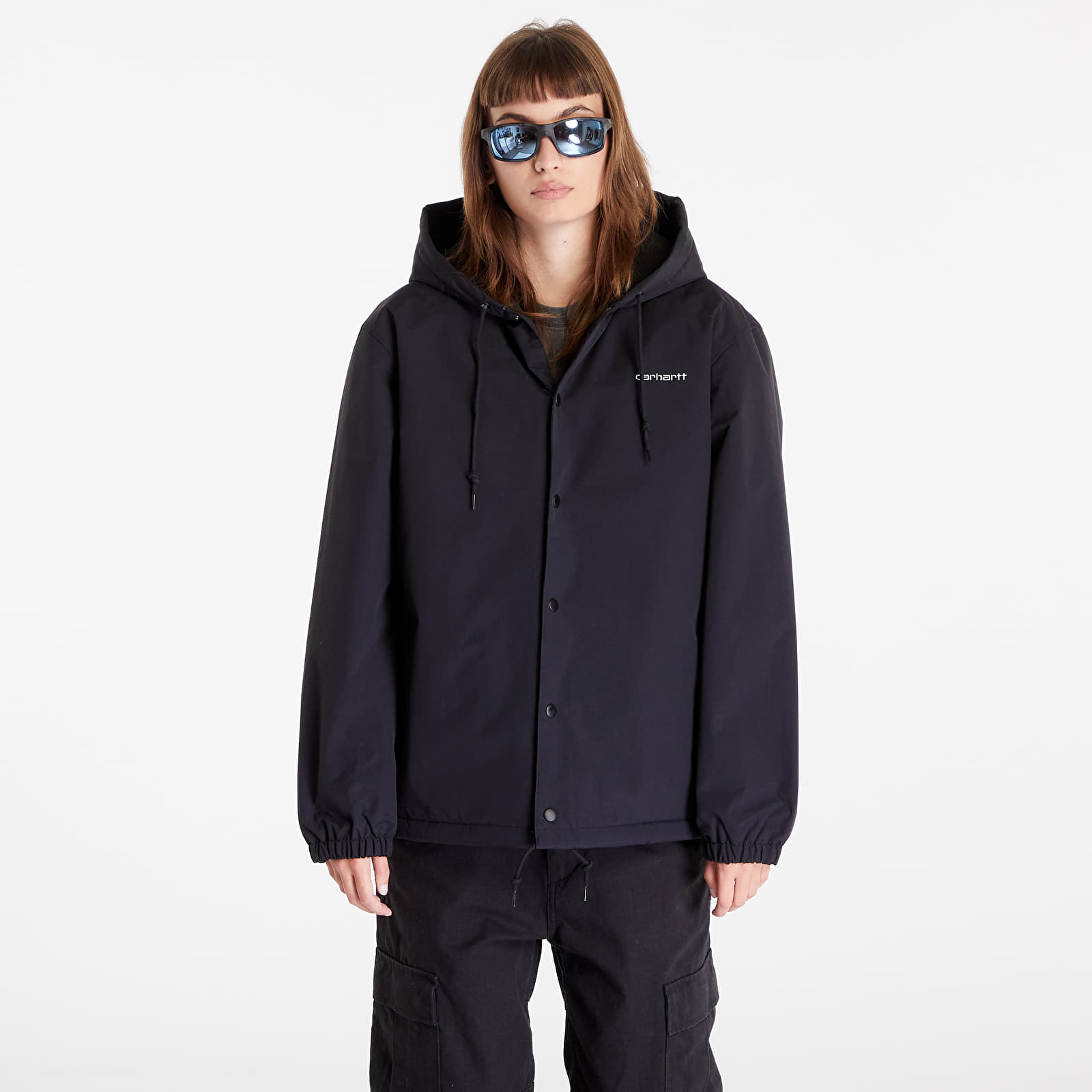 Kurtki Carhartt WIP Hooded Coach Jacket UNISEX Black/ White